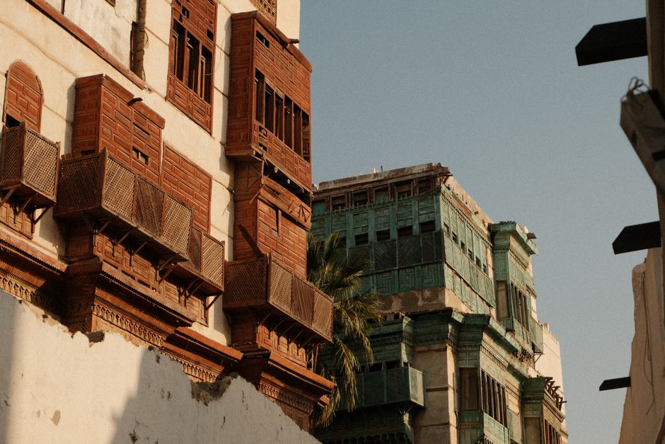 Jeddah Al-Balad traditional wooden Roshan balconies